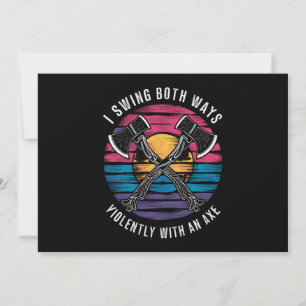 Bisexual I Swing Both Ways Axe Funny Bi Pride Flag Invitation