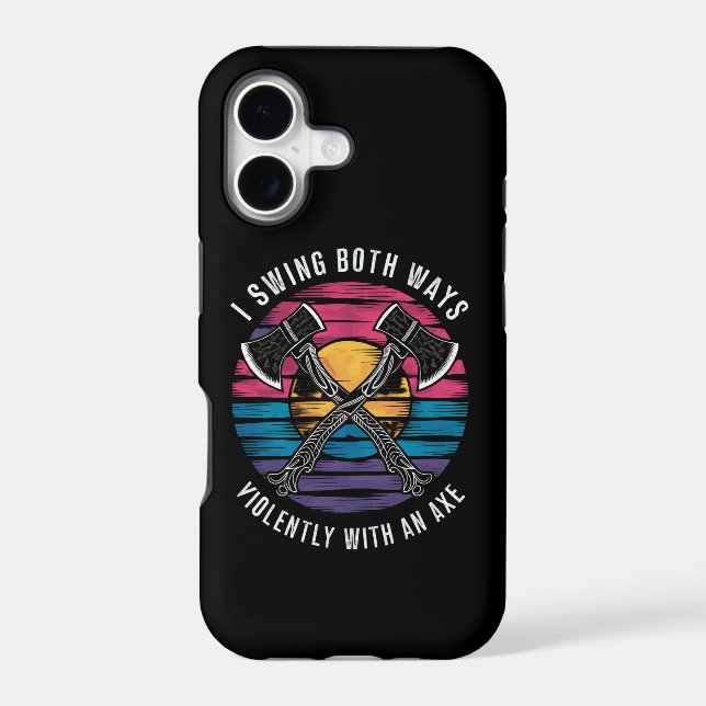 Bisexual I Swing Both Ways Axe Funny Bi Pride Flag Iphone Case (Back)
