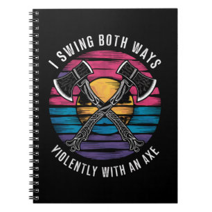 Bisexual I Swing Both Ways Axe Funny Bi Pride Flag Notebook