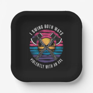 Bisexual I Swing Both Ways Axe Funny Bi Pride Flag Paper Plates