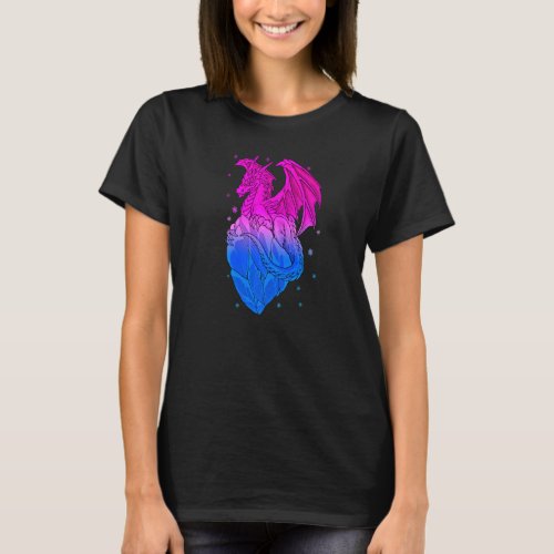 Bisexual Ice Dragon Bi Pride Flag Colors Winter Sn T_Shirt