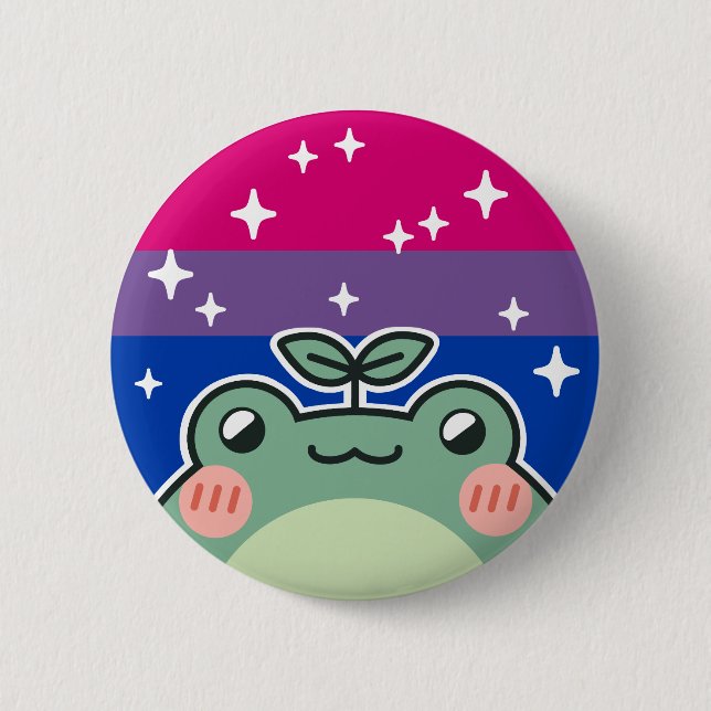 Bisexual LGBT Pride Flag Frog Button (Front)