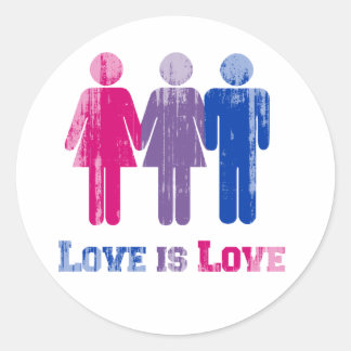 Bisexual Love is Love distressed Classic Round Sticker