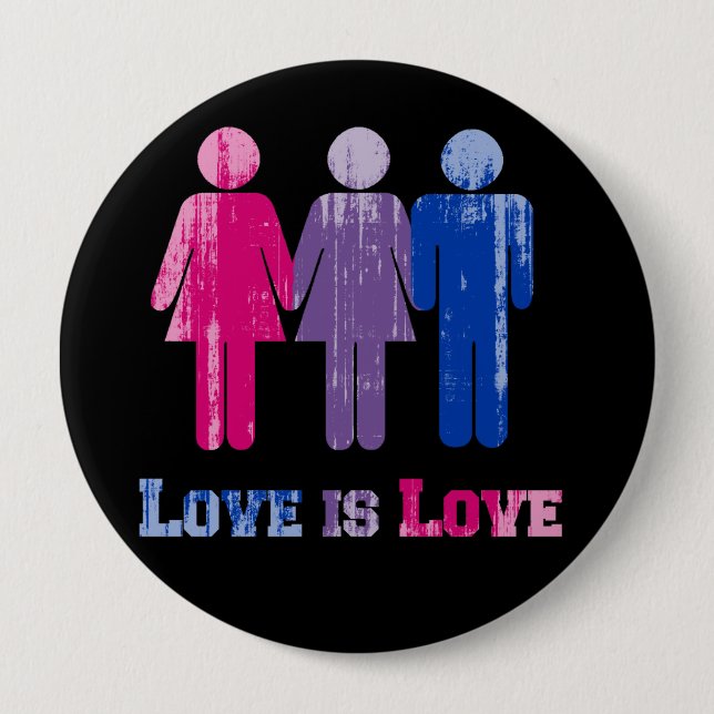 Bisexual Love is Love distressed.png Button (Front)