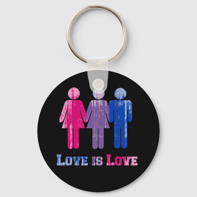 Bisexual Love is Love distressed.png Keychain (Front)