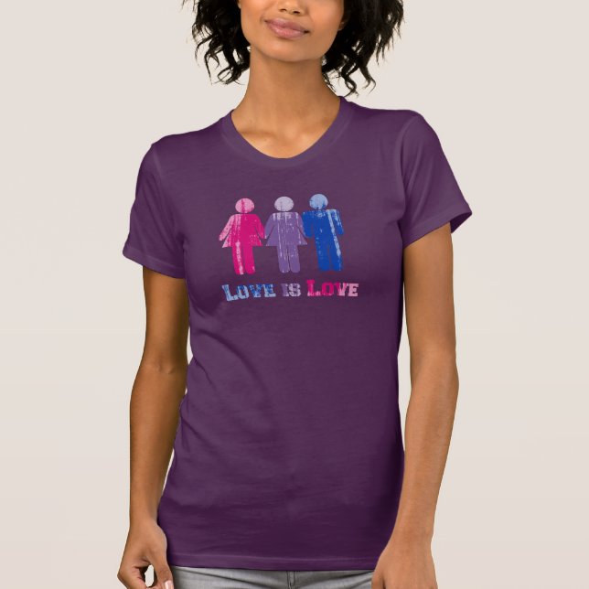 Bisexual Love is Love distressed T-Shirt (Front)