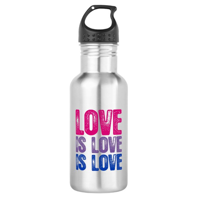 Bisexual Love is Love is Love Stainless Steel Water Bottle (Front)