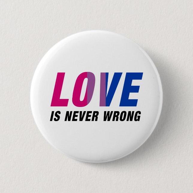 Bisexual Love is never Wrong Button (Front)