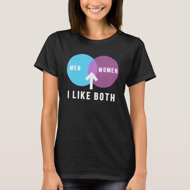 bisexual men women i like both venn diagram lgbt p T-Shirt (Front)