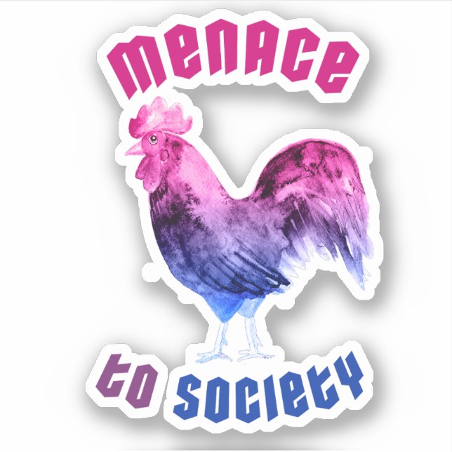 Bisexual Menace Rooster Sticker (Front)