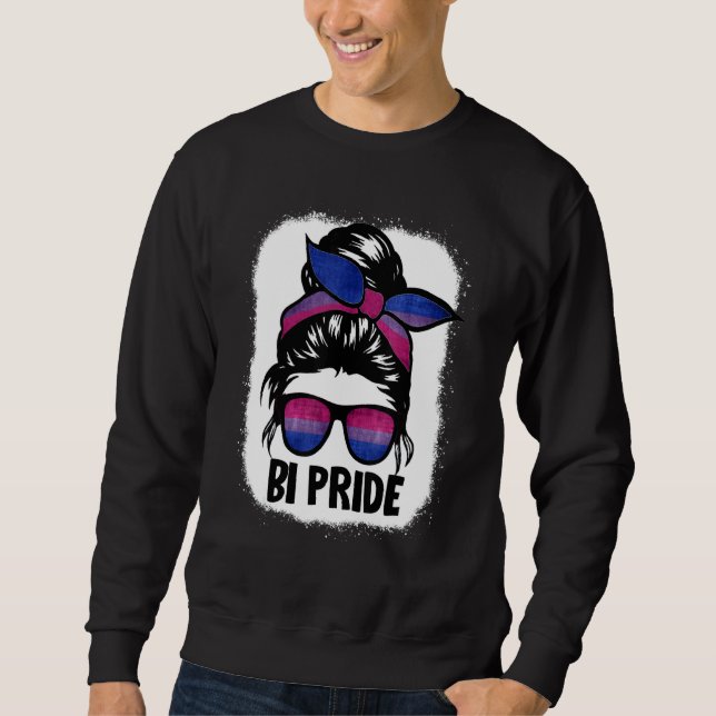 Bisexual Messy Bun Lgbt Q Cool Subtle Bi Pride Fla Sweatshirt (Front)