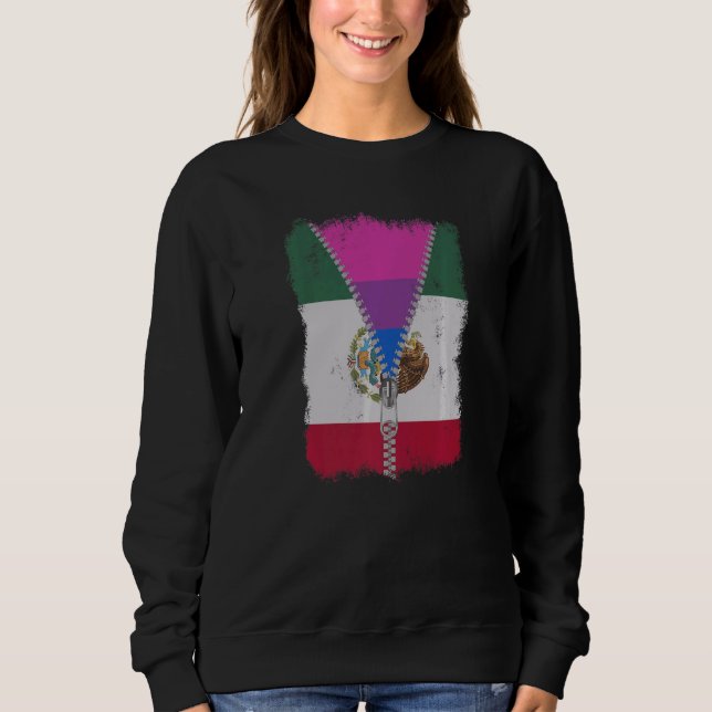 Bisexual Mexico Flag Zip Mexican Lgbt Pride Sweatshirt (Front)