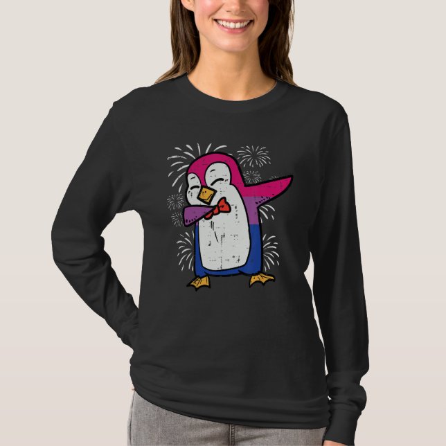 Bisexual Penguin Dab Bi Flag Pride Month Lgbt Men  T-Shirt (Front)