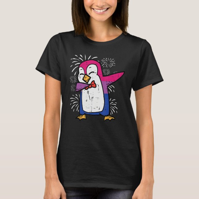 Bisexual Penguin Dab Bi Flag Pride Month Lgbt Men  T-Shirt (Front)