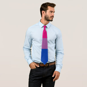 Bisexual Pink Fuchia Purple Blue Striped LGBT Neck Tie