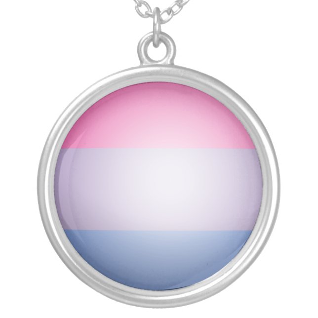 BISEXUAL PRIDE 3D COLORS -.png Silver Plated Necklace (Front)