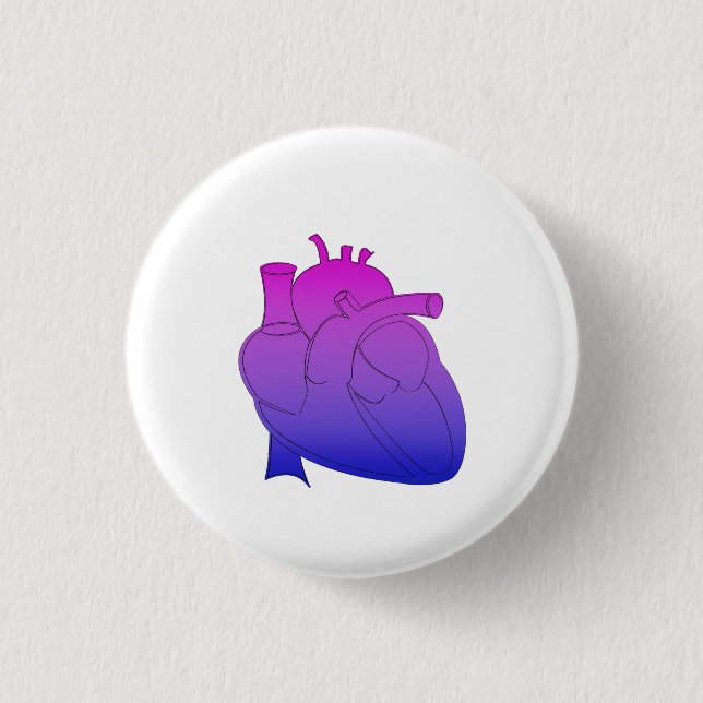 Bisexual Pride Anatomical Heart Button (Front)