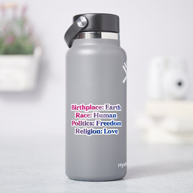 Bisexual Pride - Birthplace: Earth. Race: Human Sticker (HydroFlask)
