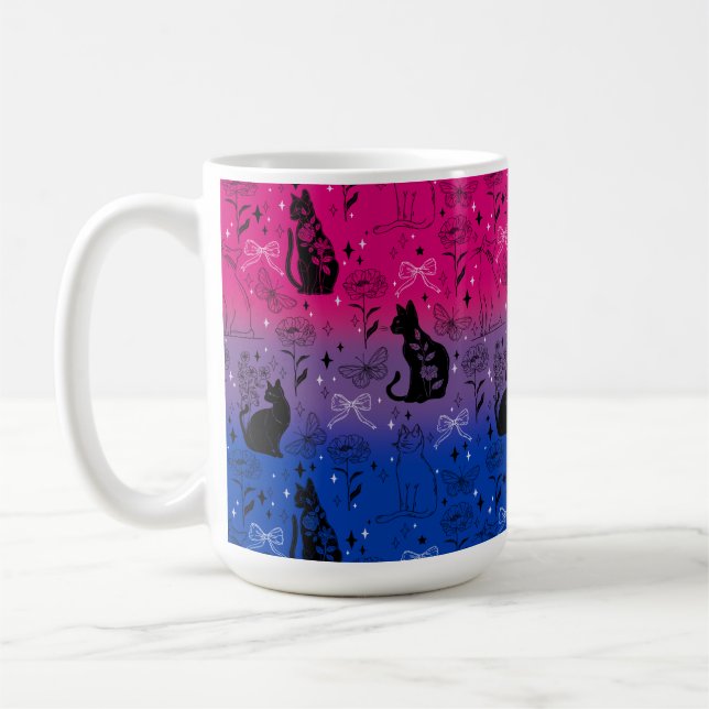 Bisexual Pride Black Cat - Mystical Witchy Coffee Mug (Left)