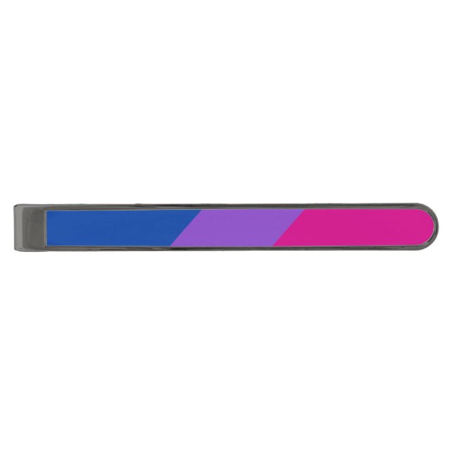 Bisexual Pride, Bold Stripes, LGBTQ PRIDE Gunmetal Finish Tie Bar (Front)