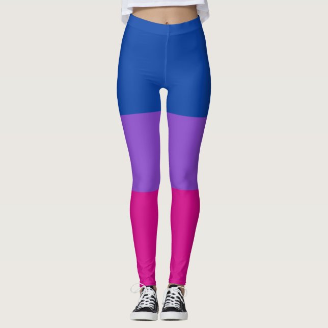 Bisexual Pride, Bold Stripes, LGBTQ PRIDE Leggings (Front)