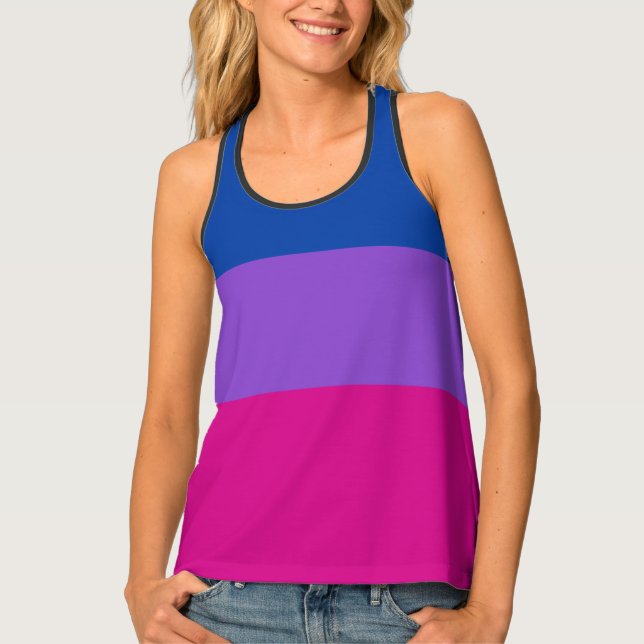 Bisexual Pride, Bold Stripes, LGBTQ PRIDE Tank Top (Front)