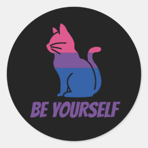Bisexual Pride Cat - Be Yourself Classic Round Sticker