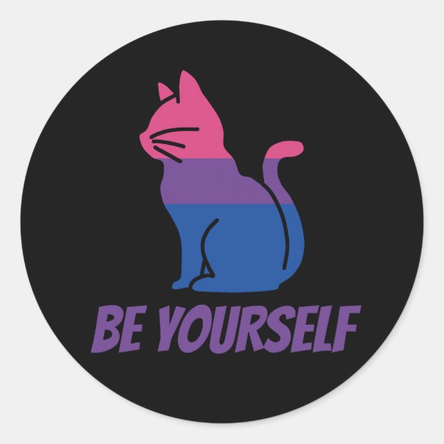 Bisexual Pride Cat  - Be Yourself Classic Round Sticker (Front)