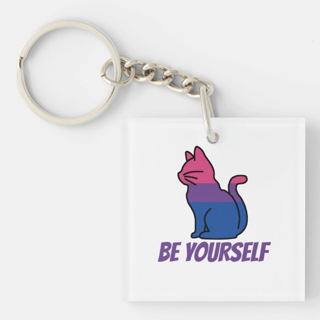 Bisexual Pride Cat  - Be Yourself Keychain (Front)