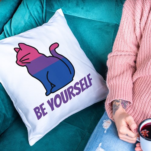 Bisexual Pride Cat  _ Be Yourself Throw Pillow