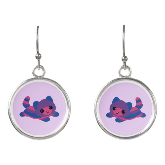 Bisexual Pride Cat Earrings (Front)