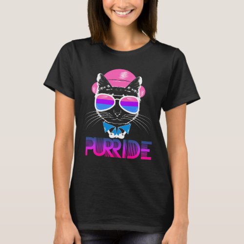 Bisexual Pride Cat Purride Funny T_shirt LGBTQ