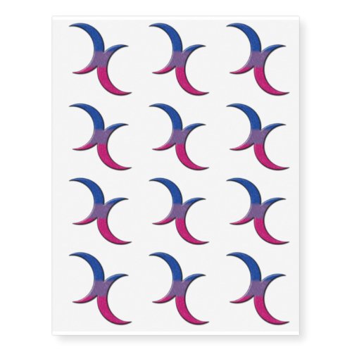 Bisexual Pride Crescent Moons Temporary Tattoos
