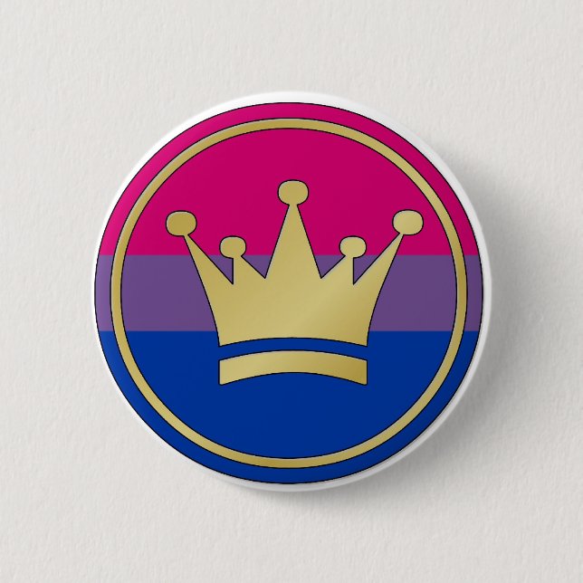 Bisexual Pride Crown Pinback Button (Front)