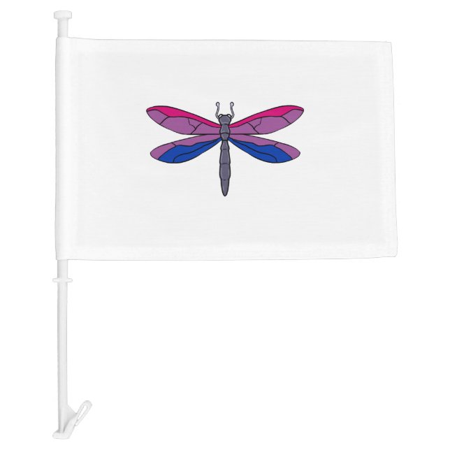 Bisexual Pride Dragonfly Car Flag (Front)