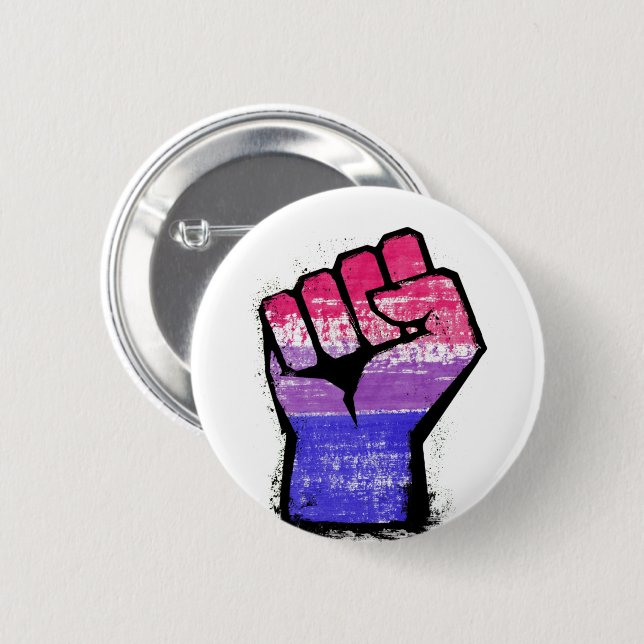 Bisexual Pride Fist Button (Front & Back)
