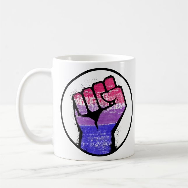 Bisexual Pride Fist Circle Coffee Mug (Left)