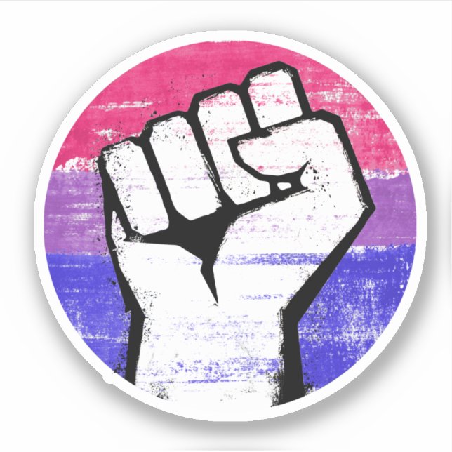 Bisexual Pride Fist Circle Print Sticker (Front)