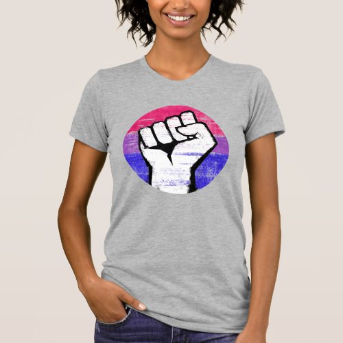 Bisexual Pride Fist Circle Print T_Shirt