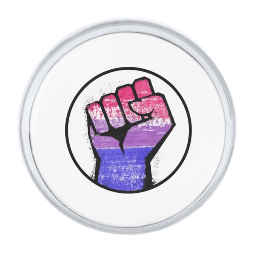 Bisexual Pride Fist Circle Silver Finish Lapel Pin