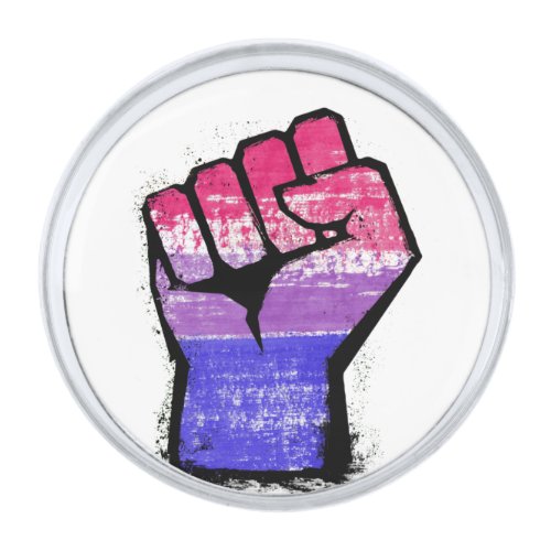 Bisexual Pride Fist Silver Finish Lapel Pin