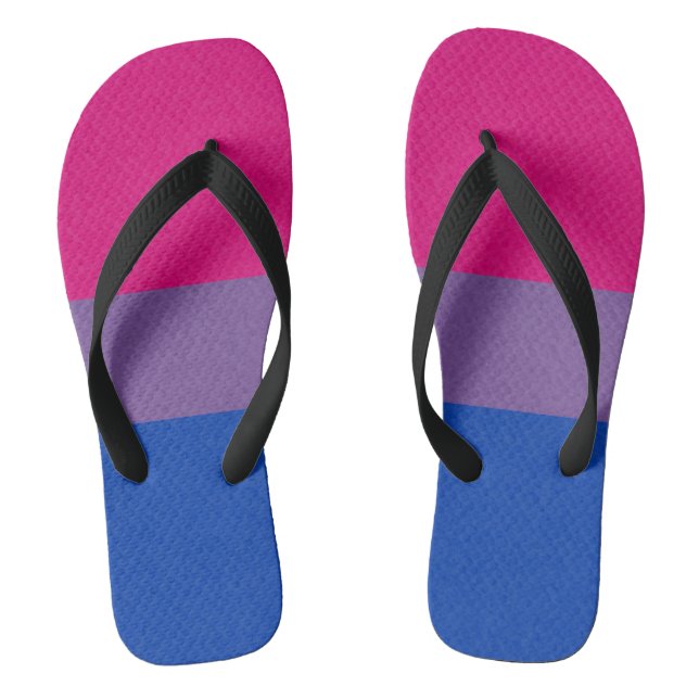 Bisexual Pride Flag Colored Background Flip Flops (Footbed)