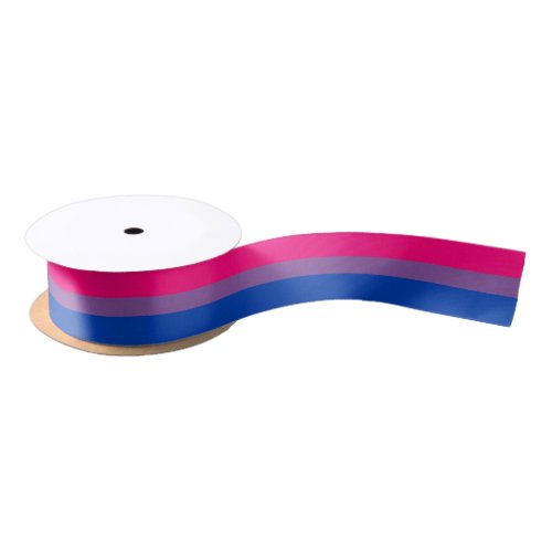 Bisexual Pride Flag Colored Background Satin Ribbon