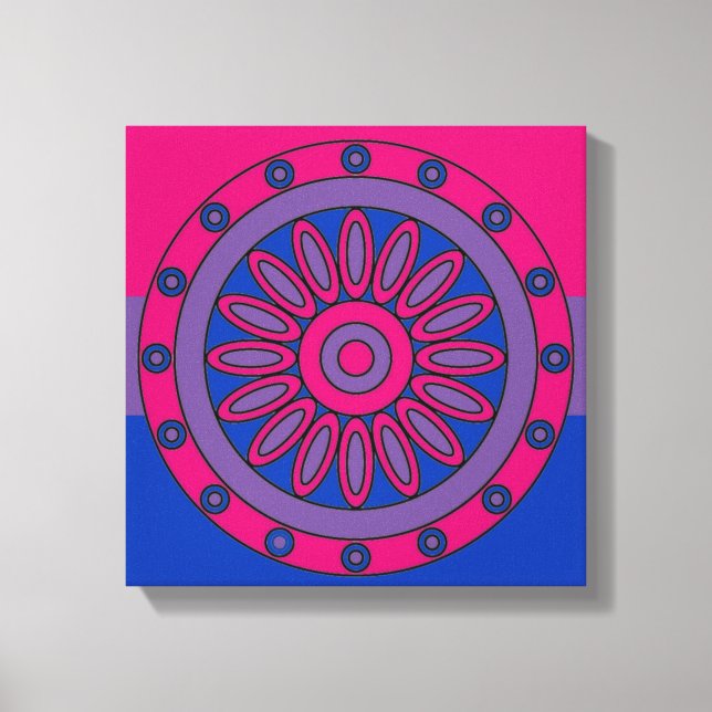 Bisexual Pride Flag Colors Mandala LGBT Canvas Print (Front)