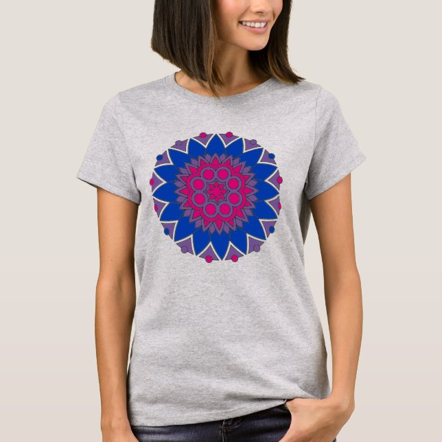 Bisexual Pride Flag Colors Mandala LGBTQ+ T-Shirt (Front)