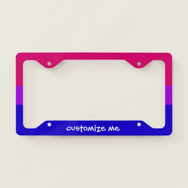 Bisexual Pride Flag Cute Custom License Plate Frame (Front)