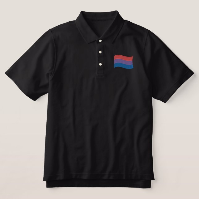 Bisexual Pride Flag Embroidered Polo Shirt (Design Front)
