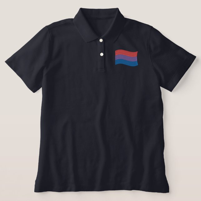 Bisexual Pride Flag Embroidered Polo Shirt (Design Front)