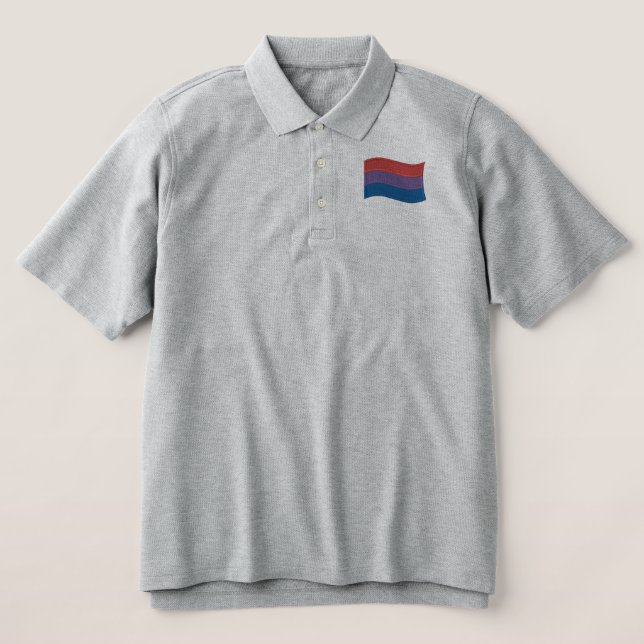 Bisexual Pride Flag Embroidered Polo Shirt (Design Front)