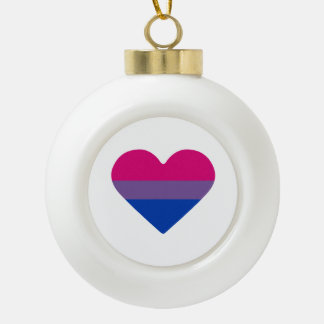 Bisexual Pride Flag Heart Ceramic Ball Christmas Ornament